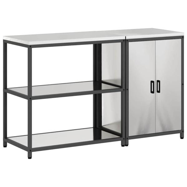 Küchenlager-Set 2 pcs Silber 150 x 50 x 92 cm Edelstahl