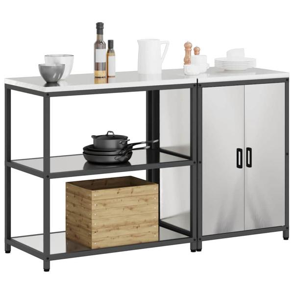 Küchenlager-Set 2 pcs Silber 150 x 50 x 92 cm Edelstahl