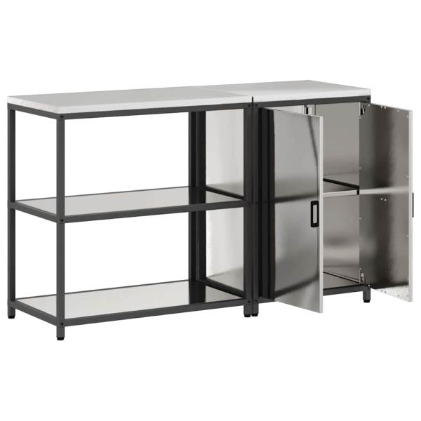 Küchenlager-Set 2 pcs Silber 150 x 50 x 92 cm Edelstahl