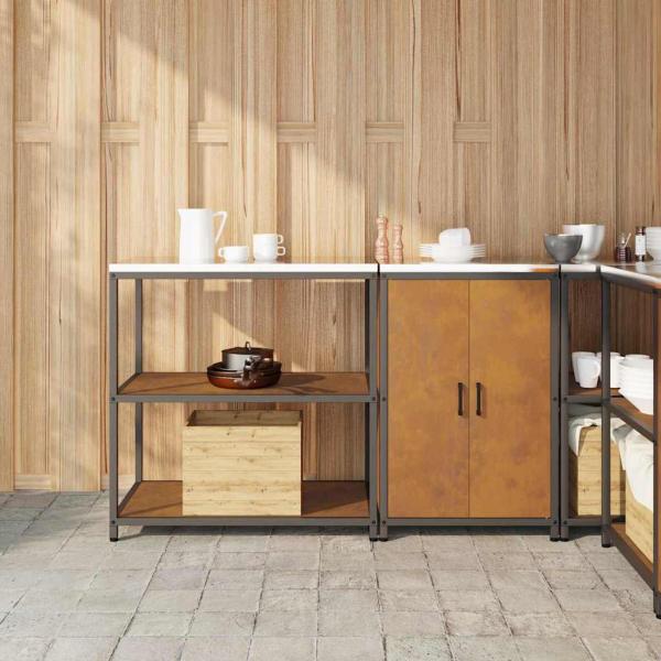 ARDEBO.de - Küchenlager-Set mit Regal mit Speicher mit Tür Verstellbar 2 pcs Rostig 150 x 50 x 92 cm