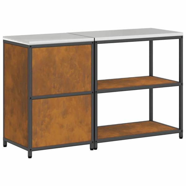 Küchenlager-Set mit Regal mit Speicher mit Tür Verstellbar 2 pcs Rostig 150 x 50 x 92 cm