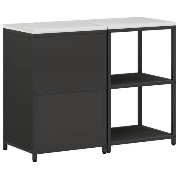 Küchenlager-Set mit Regal mit Speicher mit Tür Verstellbar 2 pcs Schwarz 120 x 50 x 92 cm
