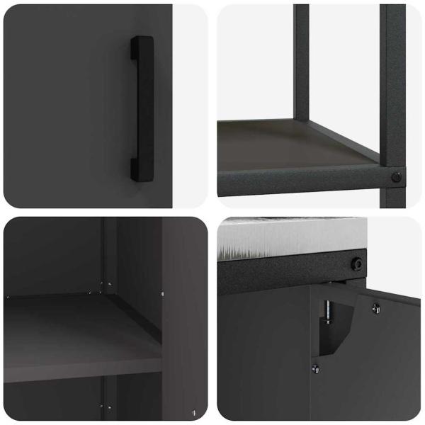 Küchenlager-Set mit Regal mit Speicher mit Tür Verstellbar 2 pcs Schwarz 120 x 50 x 92 cm