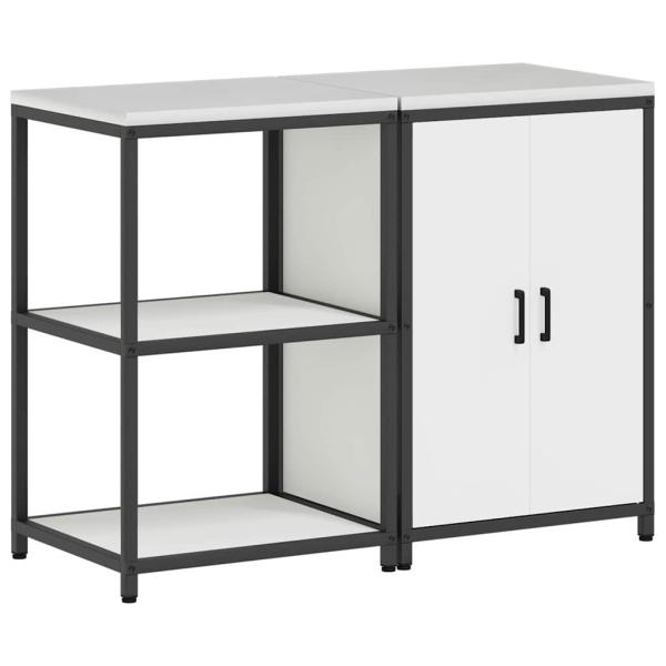 Küchenlager-Set 2 pcs Weiß 120 x 50 x 92 cm Kaltgewalzter Stahl