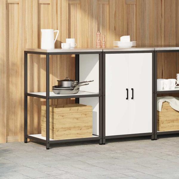 Küchenlager-Set 2 pcs Weiß 120 x 50 x 92 cm Kaltgewalzter Stahl