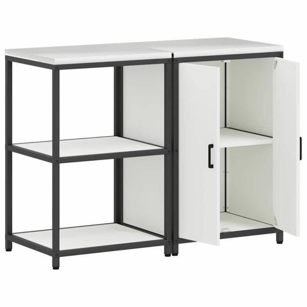 Küchenlager-Set 2 pcs Weiß 120 x 50 x 92 cm Kaltgewalzter Stahl