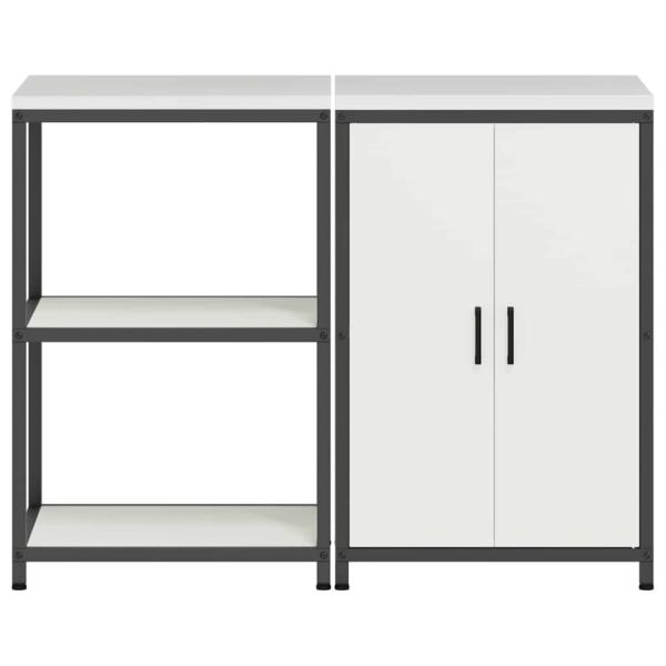 Küchenlager-Set 2 pcs Weiß 120 x 50 x 92 cm Kaltgewalzter Stahl