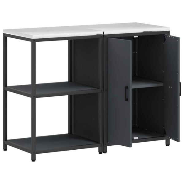 Küchenlager-Set mit Regal mit Speicher mit Tür Verstellbar 2 pcs Anthrazit 120 x 50 x 92 cm