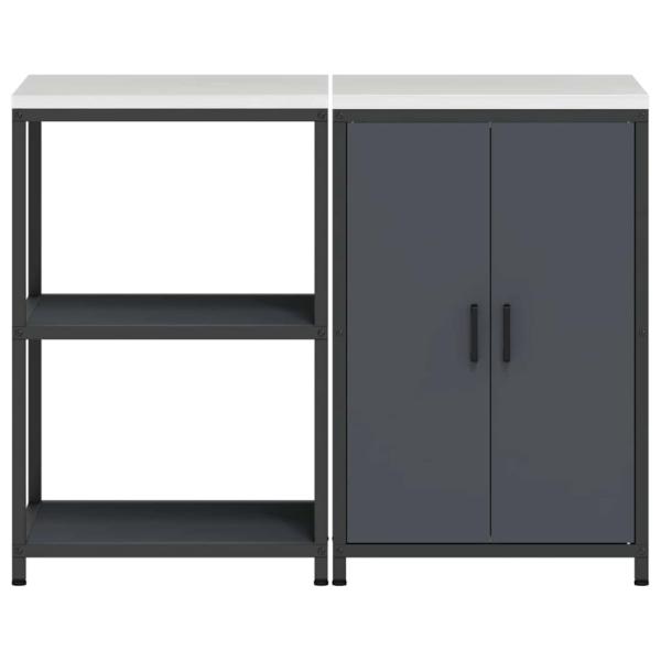 Küchenlager-Set mit Regal mit Speicher mit Tür Verstellbar 2 pcs Anthrazit 120 x 50 x 92 cm