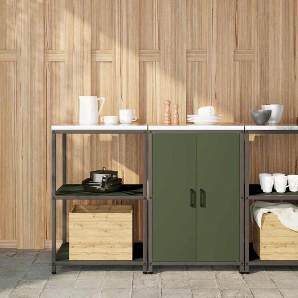 ARDEBO.de - Küchenlager-Set mit Regal mit Speicher mit Tür Verstellbar 2 pcs Olive Grün 120 x 50 x 92 cm