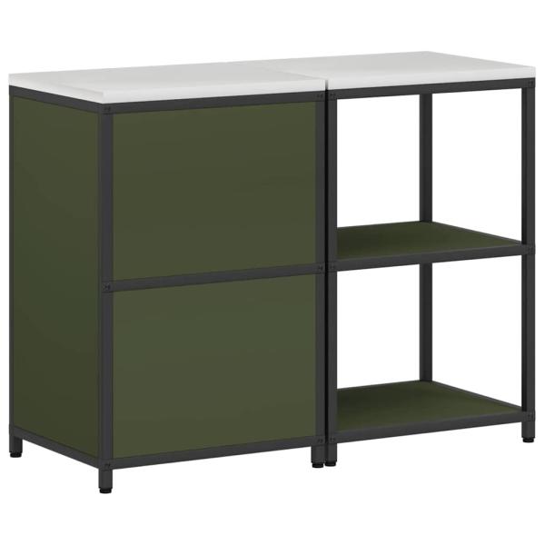 Küchenlager-Set mit Regal mit Speicher mit Tür Verstellbar 2 pcs Olive Grün 120 x 50 x 92 cm