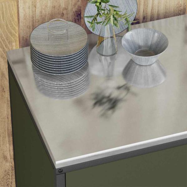 Küchenlager-Set mit Regal mit Speicher mit Tür Verstellbar 2 pcs Olive Grün 120 x 50 x 92 cm