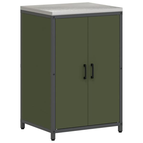 Küchenlager-Set mit Regal mit Speicher mit Tür Verstellbar 2 pcs Olive Grün 120 x 50 x 92 cm