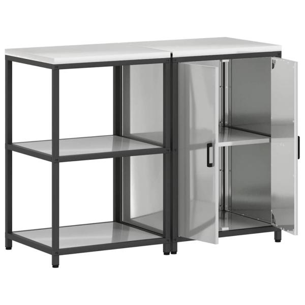 Küchenlager-Set 2 pcs Silber 120 x 50 x 92 cm Verzinkter Stahl