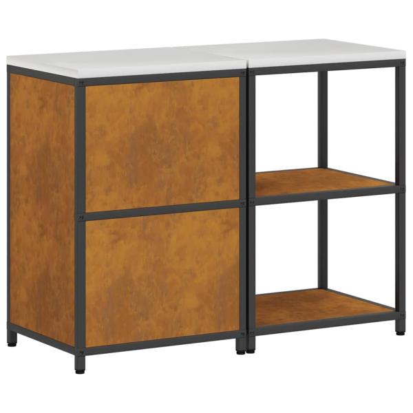 Küchenlager-Set mit Regal mit Speicher mit Tür Verstellbar 2 pcs Rostig 120 x 50 x 92 cm