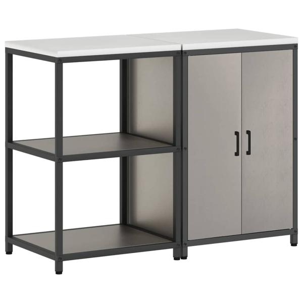 Küchenlager-Set mit Regal mit Speicher mit Tür Verstellbar 2 pcs Rostig 120 x 50 x 92 cm