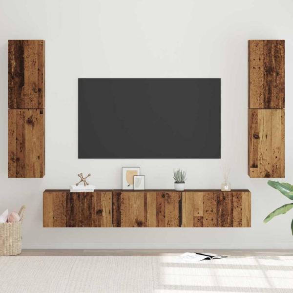 ARDEBO.de - TV-Schrank-Set 7 pcs Altes Holz 80 x 30 x 30,5 cm Holzwerkstoff