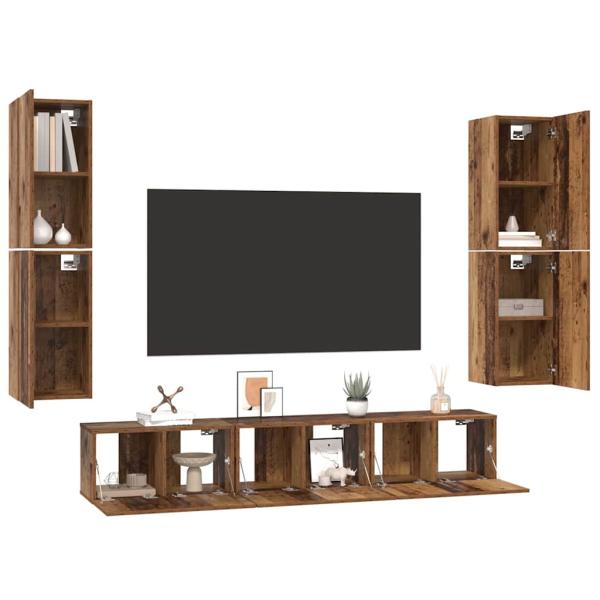 TV-Schrank-Set 7 pcs Altes Holz 80 x 30 x 30,5 cm Holzwerkstoff