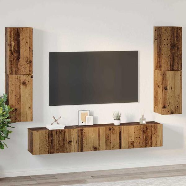 TV-Schrank-Set 7 pcs Altes Holz 80 x 30 x 30,5 cm Holzwerkstoff