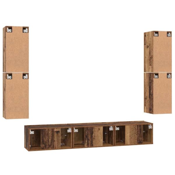 TV-Schrank-Set 7 pcs Altes Holz 80 x 30 x 30,5 cm Holzwerkstoff