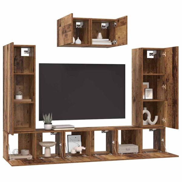 TV-Schrank-Set 7 pcs Altes Holz 180 x 30 x 120 cm Holzwerkstoff