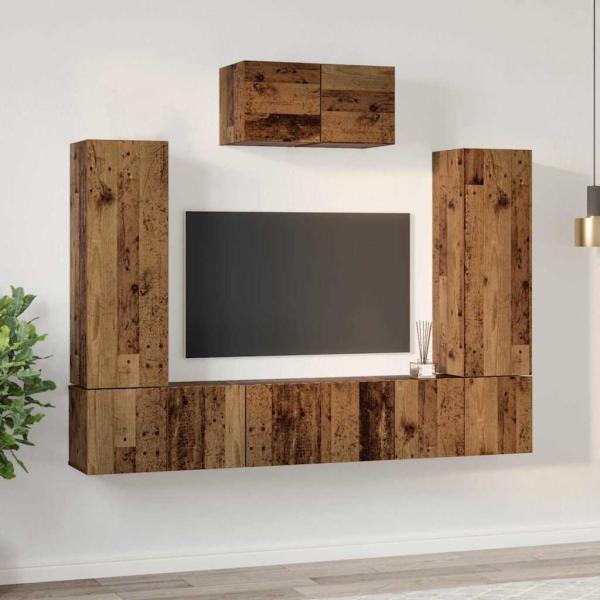 TV-Schrank-Set 7 pcs Altes Holz 180 x 30 x 120 cm Holzwerkstoff
