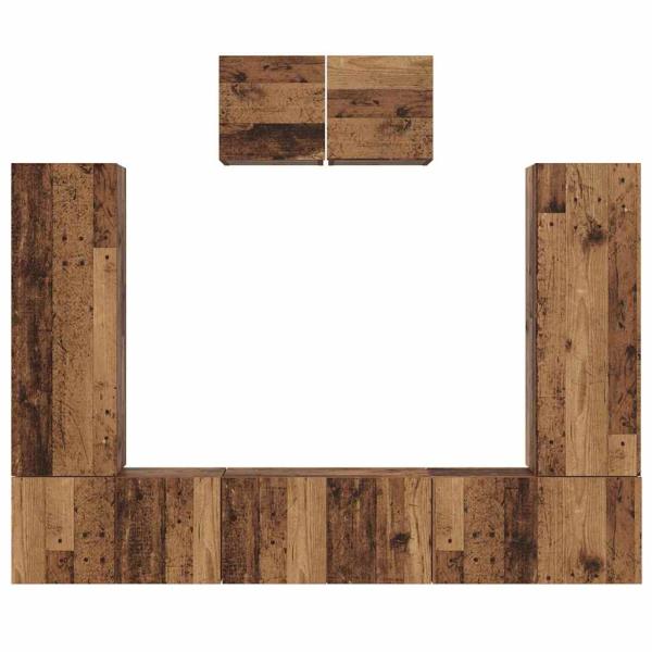 TV-Schrank-Set 7 pcs Altes Holz 180 x 30 x 120 cm Holzwerkstoff
