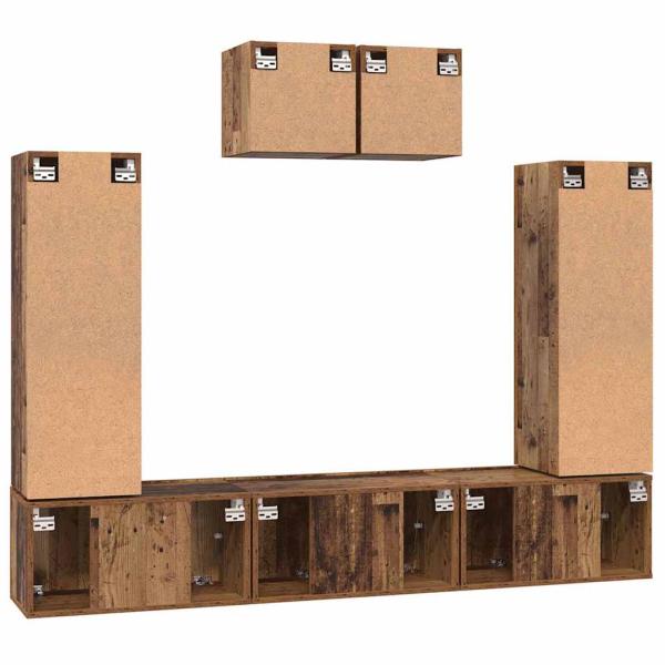 TV-Schrank-Set 7 pcs Altes Holz 180 x 30 x 120 cm Holzwerkstoff