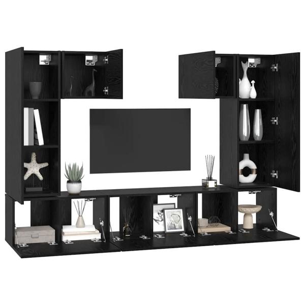 ARDEBO.de - TV-Schrank-Set mit Regal 7 pcs Schwarz Eiche 180 x 30 x 120 cm