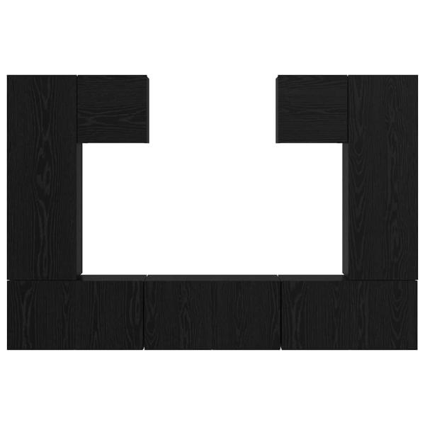 TV-Schrank-Set mit Regal 7 pcs Schwarz Eiche 180 x 30 x 120 cm