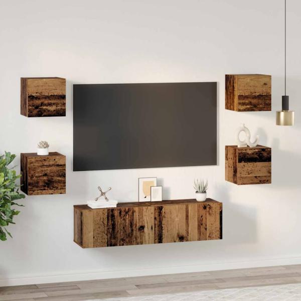 ARDEBO.de - TV-Schrank-Set 6 pcs Altes Holz Mittel 120 x 30 x 30 cm