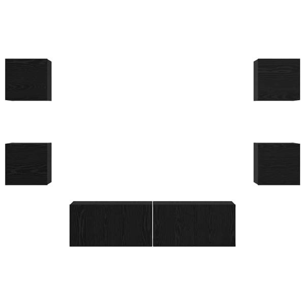 TV-Schrank-Set 6 pcs Schwarz Eiche Mittel 120 x 30 x 30 cm