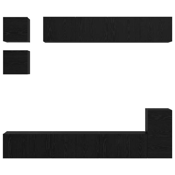 TV-Schrank-Set mit Regal Sonstiges mit Speicher 8 pcs Schwarze Eiche