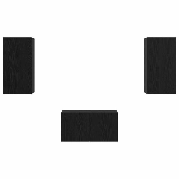 TV-Schrank-Set mit Regal 3 pcs Schwarz Eiche 60 x 30 x 30.5 cm