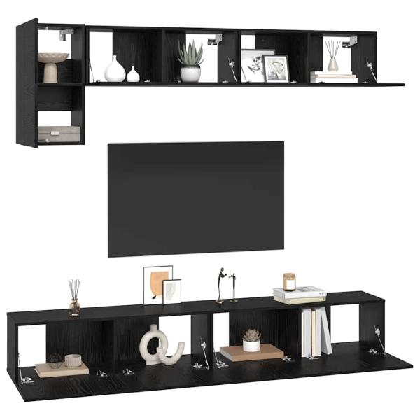 ARDEBO.de - TV-Schrank-Set mit Regal Sonstiges 5 pcs Schwarz Eiche 100 x 30 x 30 cm