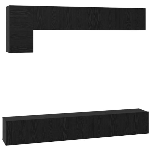 TV-Schrank-Set mit Regal Sonstiges 5 pcs Schwarz Eiche 100 x 30 x 30 cm
