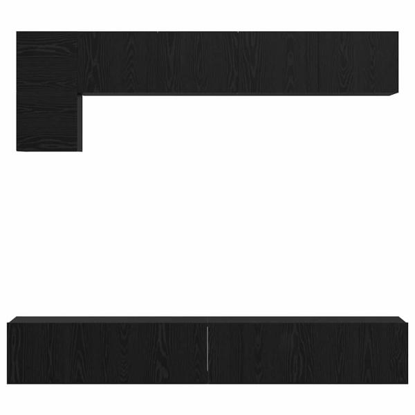 TV-Schrank-Set mit Regal Sonstiges 5 pcs Schwarz Eiche 100 x 30 x 30 cm