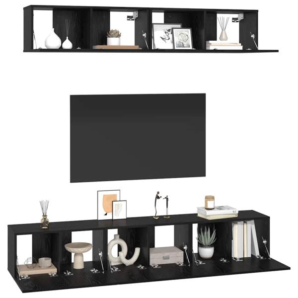 TV-Schrank-Set Sonstiges mit Speicher mit Tür 5 pcs Schwarz Eiche 80 x 30 x 30 cm