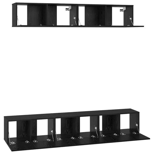 TV-Schrank-Set Sonstiges mit Speicher mit Tür 5 pcs Schwarz Eiche 80 x 30 x 30 cm