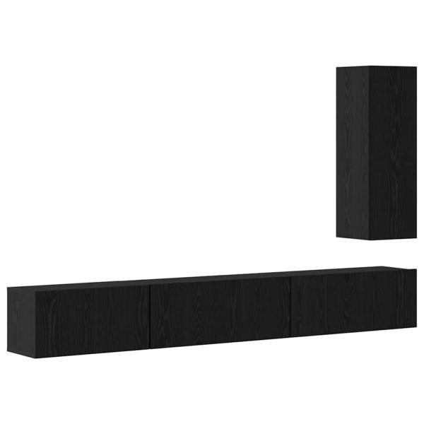 TV-Schrank-Set mit Regal Sonstiges 4 pcs Schwarz Eiche 30,5 x 30 x 90 cm