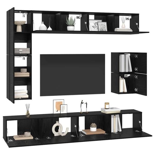 ARDEBO.de - TV-Schrank-Set mit Regal Sonstiges mit Speicher 8 pcs Schwarze Eiche