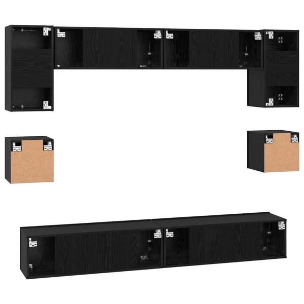 ARDEBO.de - TV-Schrank-Set mit Regal Sonstiges 8 pcs Schwarz Eiche 100 x 30 x 30 cm