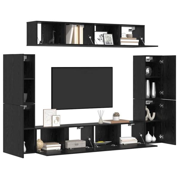 TV-Schrank-Set 8 Stk. Schwarz Eichen-Optik Holzwerkstoff