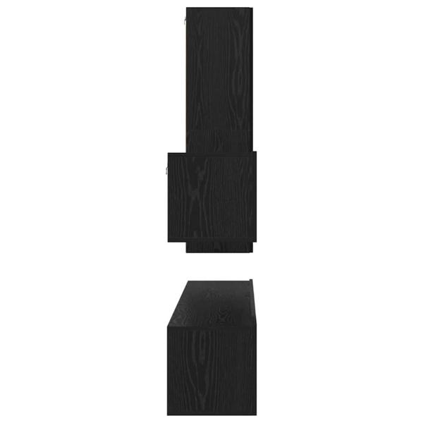 TV-Schrank-Set mit Regal Sonstiges 4 pcs Schwarz Eiche 30,5 x 30 x 110 cm