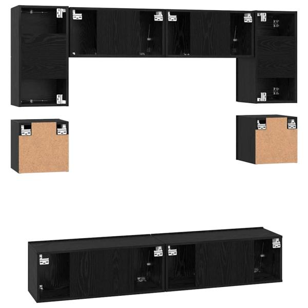 TV-Schrank-Set mit Regal Sonstiges mit Speicher mit Tür 8 pcs Schwarz Eiche 80 x 30 x 30 cm