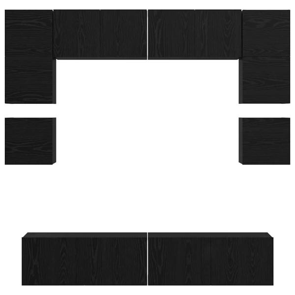 TV-Schrank-Set mit Regal Sonstiges mit Speicher mit Tür 8 pcs Schwarz Eiche 80 x 30 x 30 cm