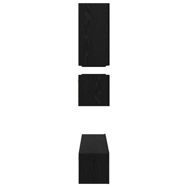 TV-Schrank-Set mit Regal Sonstiges mit Speicher mit Tür 8 pcs Schwarz Eiche 80 x 30 x 30 cm