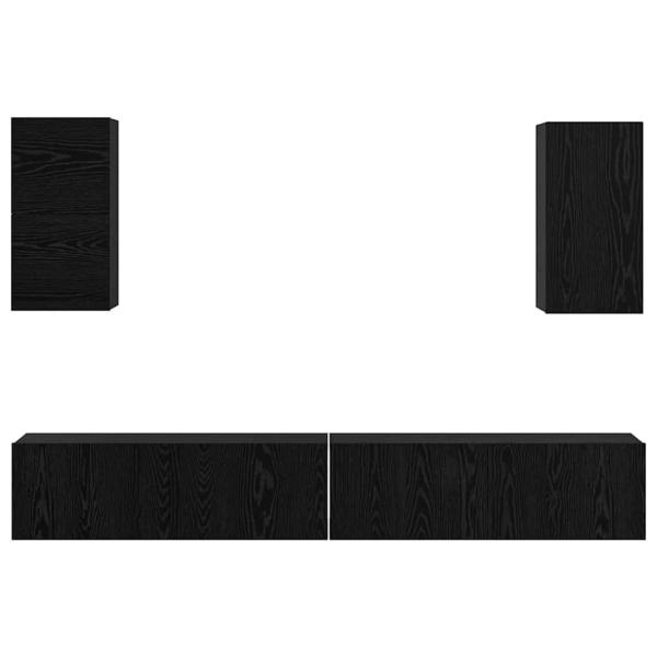 Wand TV Schrank mit Regal mit Speicher mit Tür 6 pcs Schwarz Eiche Holzwerkstoff