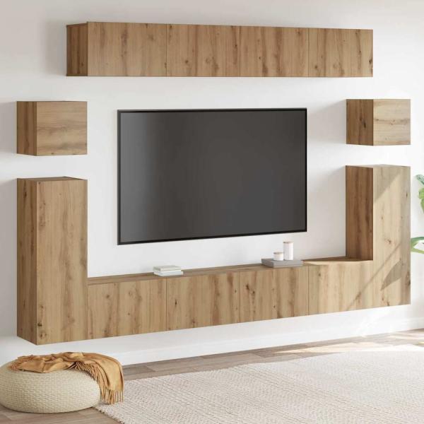 ARDEBO.de - TV-Schrank-Set 8 pcs Handwerklich gefertigter Eichenholz Mittel
