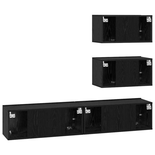 TV-Schrankset 4 pcs Schwarz Eiche 80 x 30 x 30 cm Holzwerkstoff